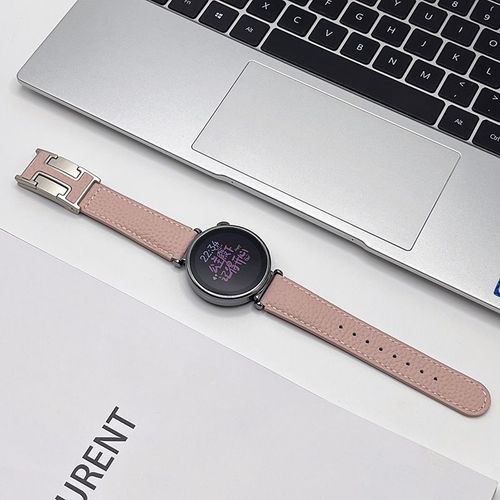 Montre Classique Pour Homme Et Femme En Cuir Grainé Litchi Avec Boucle En H Pour Huawei Gt5 Watch43gt4gt3progt21-Rose - Compatible Avec : Huawei Watch 2pro 46 Mm