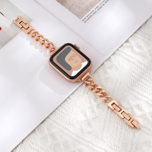 Compatible Avec Le Bracelet Apple Watch 7 Xiaoxiangfeng S6, Bracelet Magnétique Pour Apple Watch S6, Iwatch 7/6/5/4/3s-Bracelet De Montre Style Chanel - Or Rose - 41 Mm Pour Apple Watch Series 7