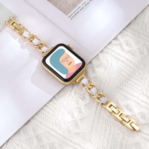 Compatible Avec Le Bracelet Apple Watch 7 Xiaoxiangfeng S6, Bracelet Magnétique Pour Apple Watch S6, Iwatch 7/6/5/4/3s-Bracelet De Montre Style Chanel ¿ Or Et Blanc ¿ 41 Mm Pour Apple Watch Series 7