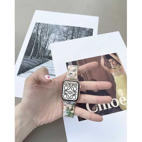 Résine Créative De Haute Qualité Adaptée Au Bracelet De Montre Apple Iwatch7, Apple Watch 6543 Génération Se, Mode Homme Et Femme-Rose Vert-41 Mm (7e Génération)