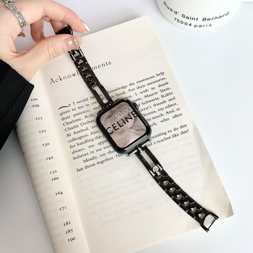Applicable Au Bracelet Iwatch Créatif Creux En Métal Apple S7 Watch Applewatch 44 Mm 5 Génération 6-Métal Creux Fin - Noir - 38 Mm/40 Mm/41 Mm