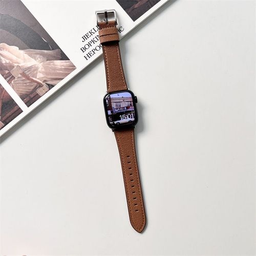 Nouveaux Modèles Iwatch En Peau De Mouton Souple Starlight Pour Hommes Et Femmes, Adaptés À La Génération S78 Apple Watch 456se-Boucle Argentée Marron - Compatible Avec : Iwatch 78 Génération 41 Mm