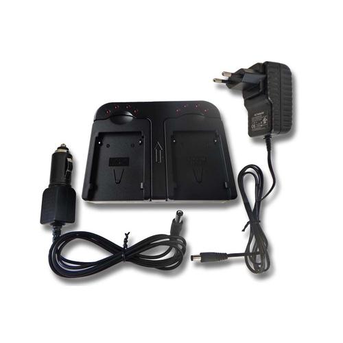 vhbw Chargeur double compatible avec Canon BP955, BP-940, BP-941, BP-945, BP-950, BP-950G caméra caméscope action-cam - Station, témoin de charge