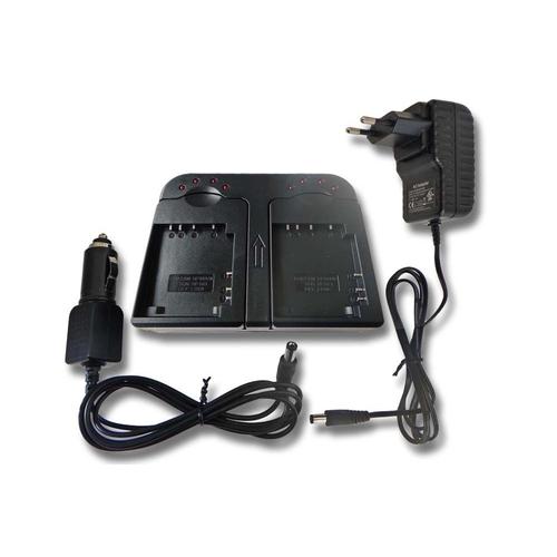 vhbw Chargeur double compatible avec Olympus Stylus XZ-2 iHS caméra caméscope action-cam - Station + câble de voiture, témoin de charge
