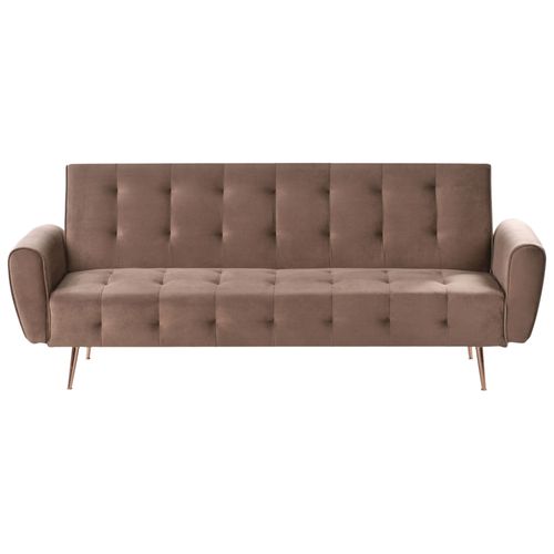 Canapé Convertible 3 Places Velours Marron Selnes