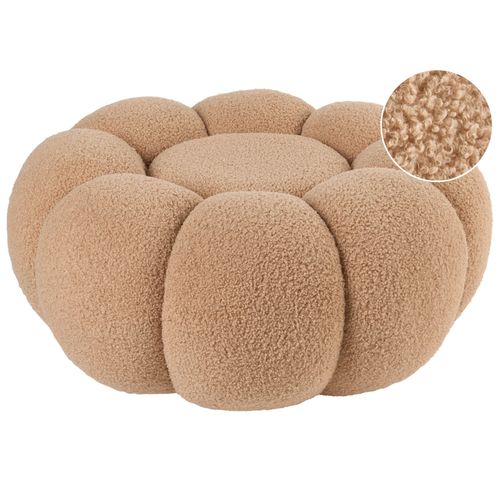 Pouf En Bouclé Marron Clair Beaufort