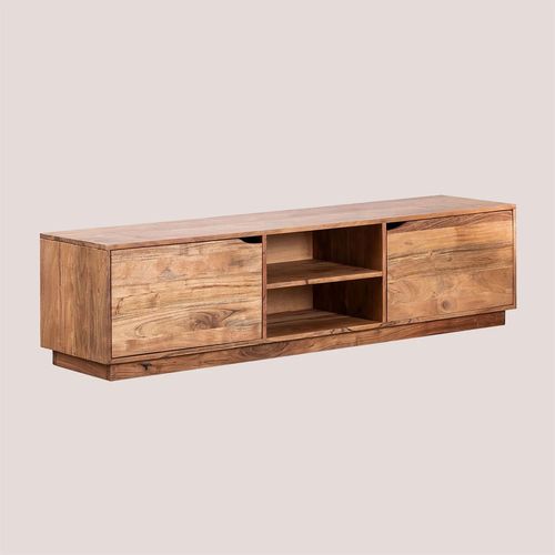 Meuble Tv Avec Etagère En Bois D'acacia Tasmani Brun Acacia