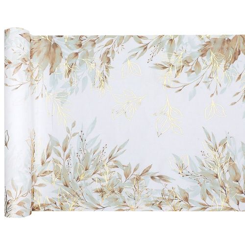 Chemin De Table Popeline Feuillage Naturel 28cmx3m