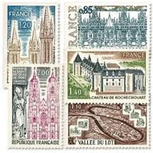 Rouen-Vallée Du Lot-Saint Pol De Léon-Château De Rochechouart-Saint Nicolas De Port Série Complète Année 1974 N° 1806 1807 1808 1809 1810 Yvert Et Tellier Luxe