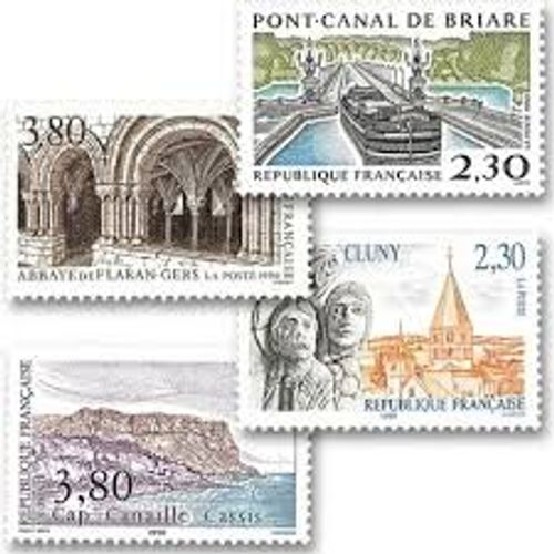 Abbaye De Cluny, Pont Canal De Briaire, Abbaye De Flaran, Cap Canaille Cassis Série Complète Année 1990 N° 2657 2658 2659 2660 Yvert Et Tellier Luxe
