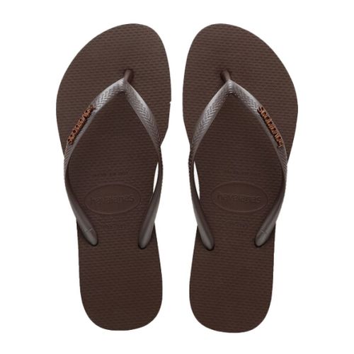 Havaianas Slim Logo Metallic Colour Marron