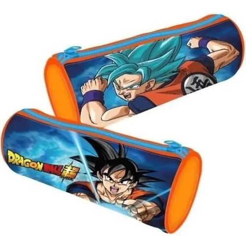 Trousse scolaire ronde Dragon Ball Z 23 cm Orange et bleu new