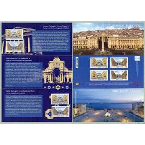 Architecture : Rue Augusta Lisbonne Et Rue Royale Paris Émission Commune France/Portugal Pochette Souvenir N° 56 Année 2016 N° 5087 5088 Yvert Et Tellier Luxe