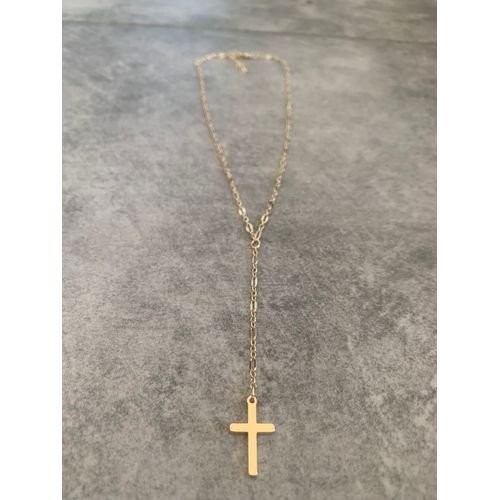 Collier Croix Dore En Acier Inoxydable 
