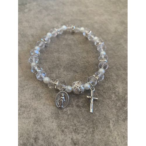 Bracelet Argenté Croix En Acier Inoxydable 