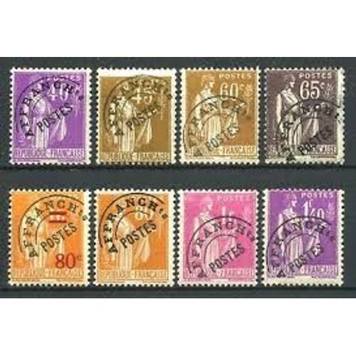 Type Paix Série Complète Année 1933 Timbres Préoblitérés N° 70 71 72 73 74 75 76 77 Yvert Et Tellier Luxe (Sauf Les 70 Et 72 Qui Ont Une Légère Trace De Charnière)
