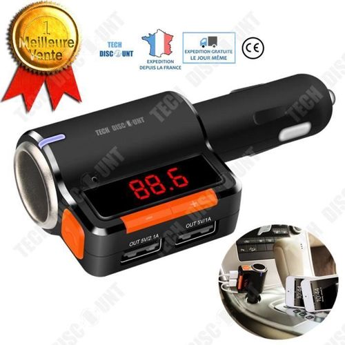 Td® Transmetteur Bluetooth Voiture Fm Allume Cigare Musique Usb Sans Fil Téléphone Adaptateur Radio Chargeur Mp3 Mains Libres Iphone