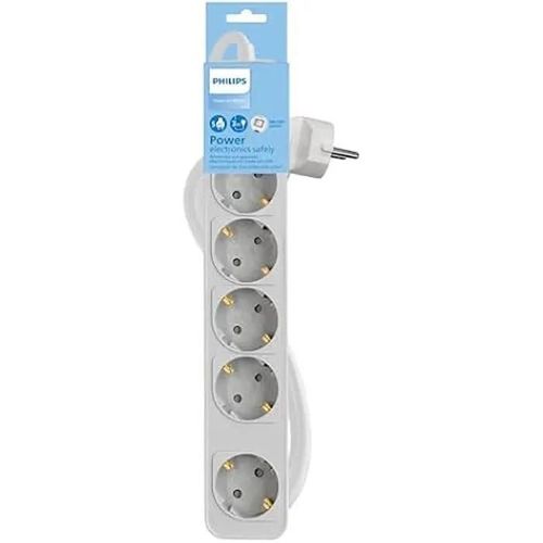 Multiprise - PHILIPS - CHP2154G/10 - 5 Prises Schuko - Câble 1,5 m - Interrupteur Principal
