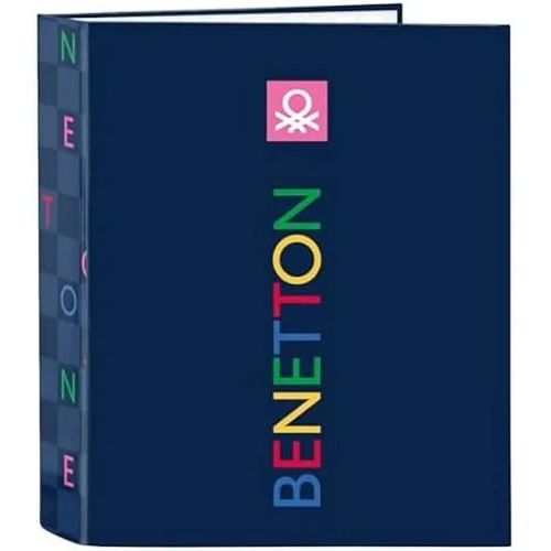 Classeur - Safta - Benetton Damero - 4 Anneaux - Couverture Rigide - Idéal Pour Enfants