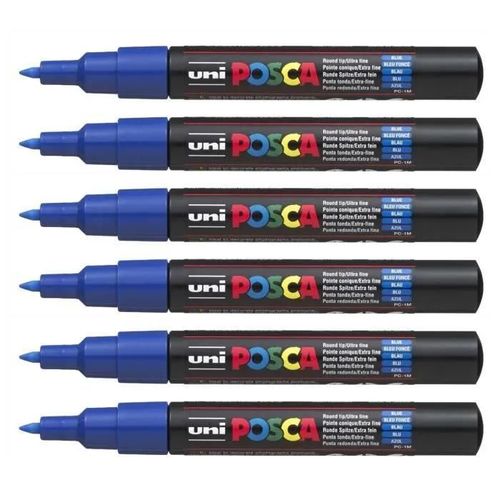 Lot De 6 Marqueurs Pointe Conique Extra-Fine Pc1mc 0,7 - 1mm Bleu Foncé