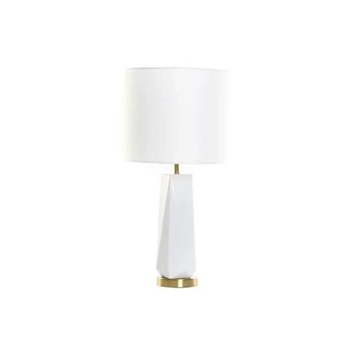 Lampe De Bureau Dkd Home Decor Blanc Polyester Métal Céramique 220 V Doré 50 W
