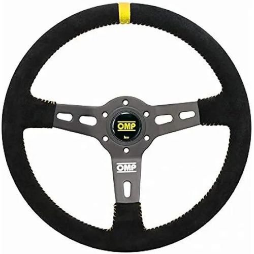 Volant De Direction - Omp - Rs - Noir Et Jaune - 350 Mm - Haute Qualité - Léger