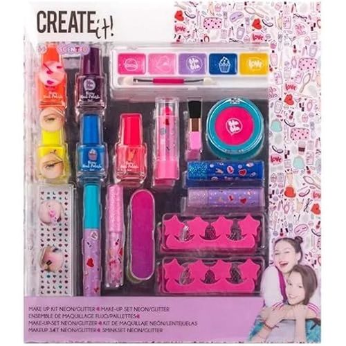 Kit De Maquillage - Create It! - 84511 - 22 Pièces - Néon - Paillettes - Végétalien