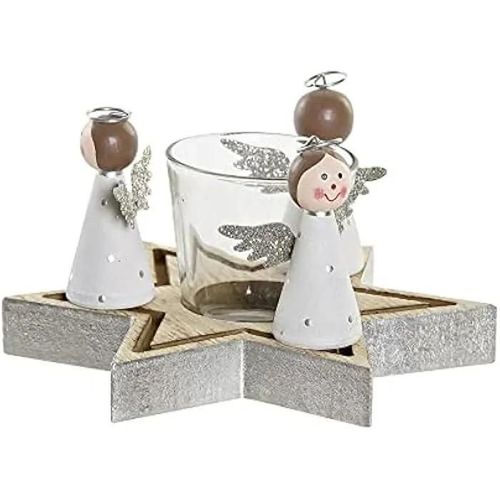 Bougeoir Noël DKD Home Decor en Bois (17 x 17 x 9 cm)