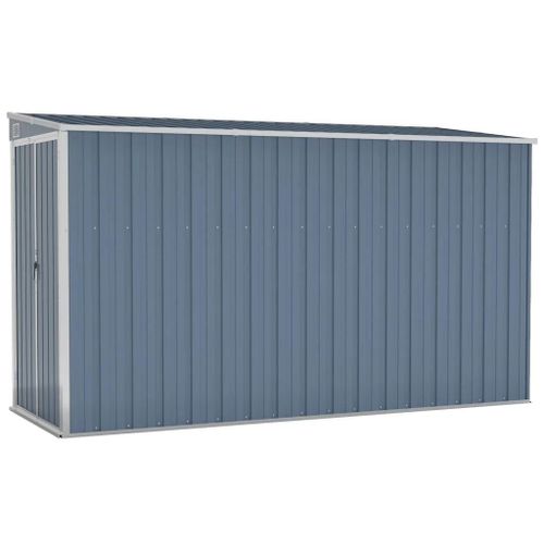 Abri De Jardin Mural Gris 118x288x178 Cm Acier Galvanisé