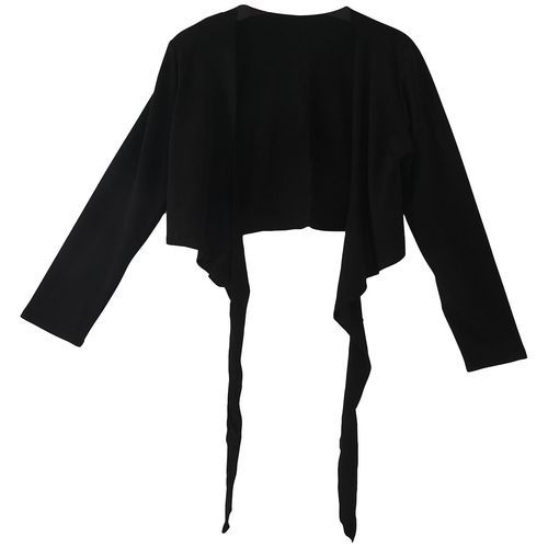 Mesdames À Manches Longues Tie Up Crop Shrug Womens Wrap Cardigan Top - Noir