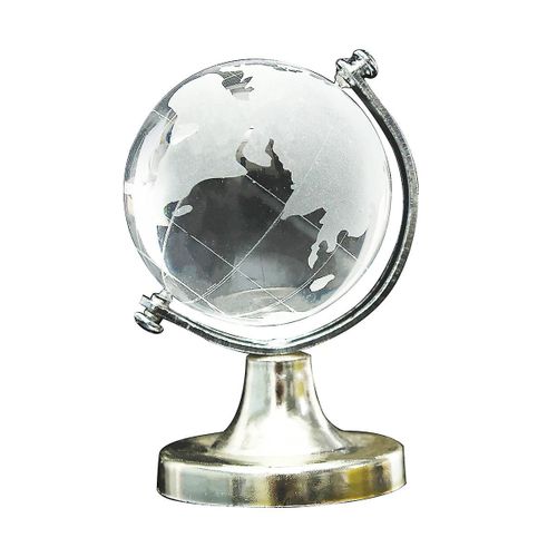 Cristal Verre Givré Monde Globe Stand Presse-papier Accueil Bureau Mariage Décorer