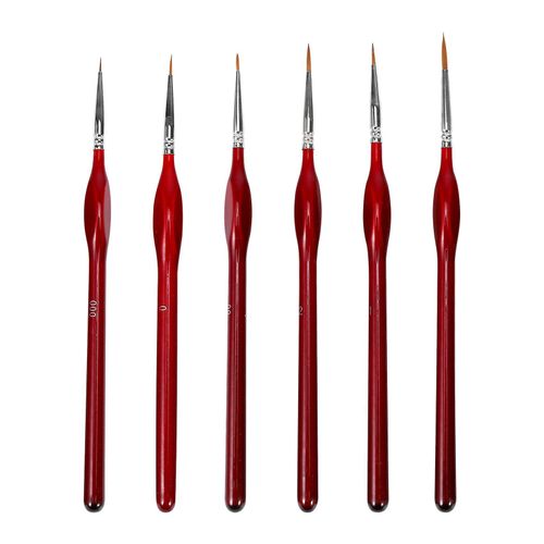 Pinceaux Fins 6 Pièces - Ensemble De Pinceaux De Détail - Pour Acrylique, Aquarelle, Huile