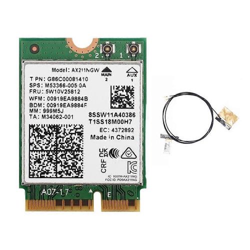 WiFi 6E AX211NGW bande 2.4G/5G/6Ghz réseau sans fil Wifi Carte pour Bluetooth 5.2 AX211 M.2 CNVio Win
