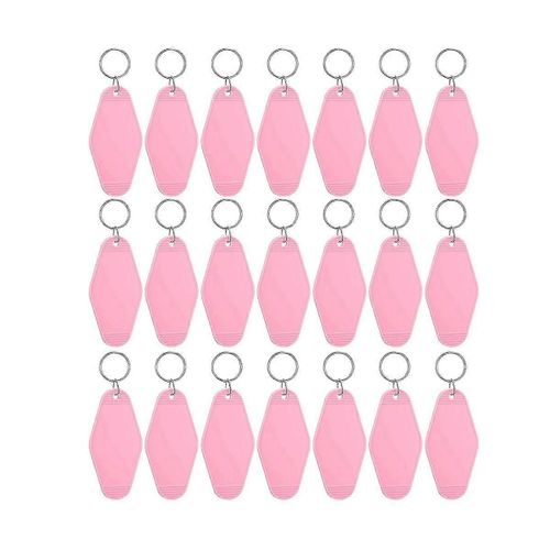 24 Pcs Vintage Motel Porte-Clés Bricolage Blanc Hôtel Porte-Clés Transfert De Chaleur Blanc Porte-Clés En Vrac Sublimation (Rose)
