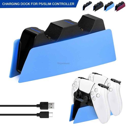 Station De Recharge Pour Contrôleur Ps5 Dualsens,Contrôleur Sans Fil Avec Indicateur Led,Chargeur Rapide Pour Touristes,Blanc Et Noir,S6 - Type Blue