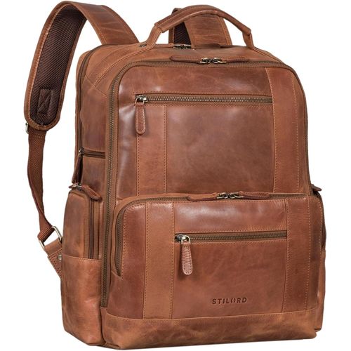 Eike' Sac À Dos À La Mode Pour Ordinateur Portable 15,6 Pouces Sac À Dos D'Affaires En Cuir Femme Vintage Sac À Dos De Jour Homme Sac À Dos En Cuir,Couleur:Andorra-Marron