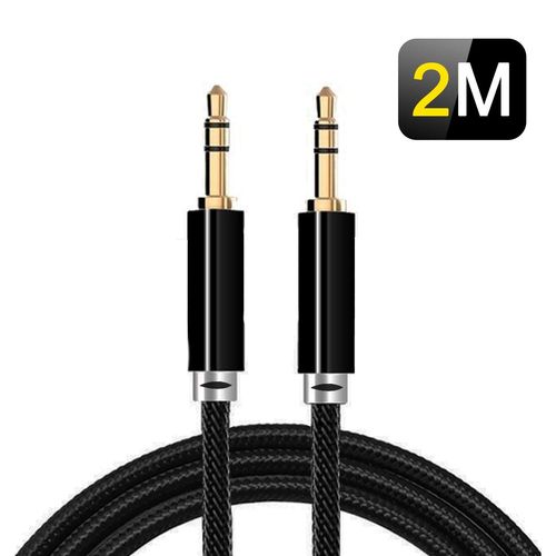 Câble Jack Audio 3,5Mm,Câble Auxiliaire 3.5Mm Mâle Vers Mâle En Nylon Tressé Pour Casque,Iphone/Samsung/Huawei/Ipod/Enceinte 2M Noir
