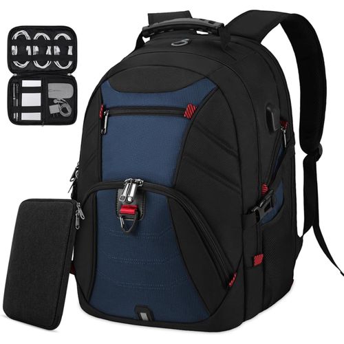 Sac À Dos Homme 18,4 Pouces Avec Sac Électronique Sac A Dos Pc Ordinateur Portable 18 Pouces Grande Sac À Dos De Voyage D'Affaires Collège(18,4 Pouces,Bleu)