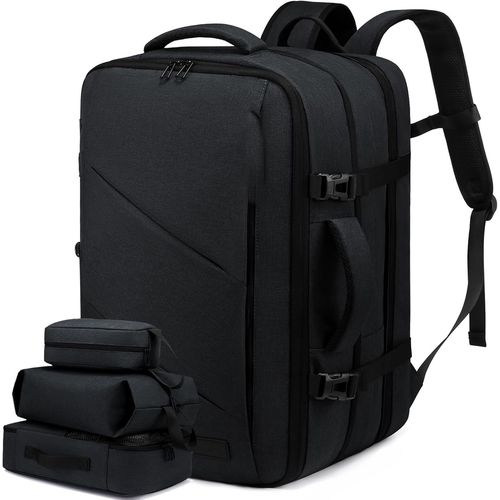Sac À Dos Ca E Grand 50L,Pour Voyage Avion Antivol,Bagage À Main Homme Femme,Pour Ordinateur Portable 18 Pouces Sac À Dos Travail Résistant Aux Éclaboussures Noir