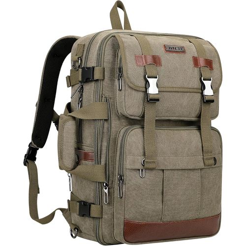 Sac À Dos Homme Voyage Toile Vintage Femme Grand Fit 18 Pouces Ordinateur Portable 3 En 1 Sacs(A6617-3 Vert Militaire¿