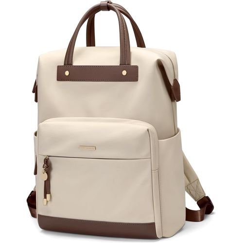 Sac À Dos Femme 15,6 Pouces Sac À Dos Ordinateur Portable Imperméable Grande Capacité Sac À Dos Loisir D'Affaires Pour Femme École Travail Collège,Abricot