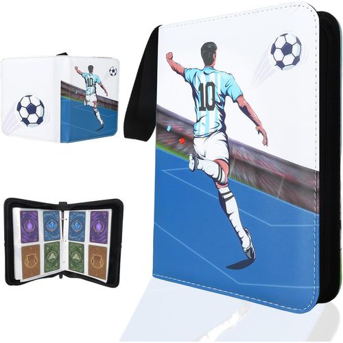 Album De Collection Pour Cartes De Football,Album De Cartes À Collectionner,Classeur De Carte,Classeur Pour Cartes À Collectionner,50 Pages Capacité 400 Cartes Avec Fermeture Éclair,3 Anneaux(D)
