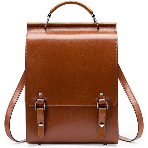 Sac À Bandoulière Imperméable Pour Femmes,Sac À Dos En Cuir,Cartable De Style Universitaire Anglais,Sac À Dos En Cuir De Vachette Simple Et Rétro Pour Étudiants Universitaires