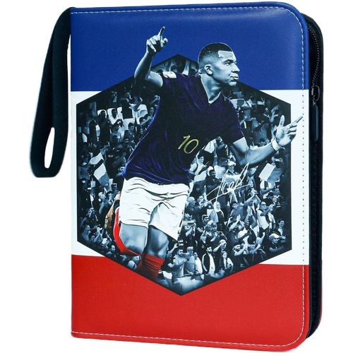 Classeur Pour Cartes De Football-4 Pochettes-50 Pochettes-400 Cartes-Classeur À 3 Anneaux-Avec Fermeture Éclair Et Poignée De Transport