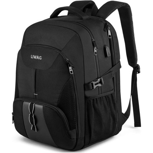 18.4 Pouces Grand Sac À Dos Ordinateur Portable Homme 55L,Antivol Imperméable Avec Usb Charging Port Sac À Dos D'Affaires Sac À Dos Fonctionnel Sac A Dos Pc Portable Pour Scolair Ffaire/Loisirs Noir
