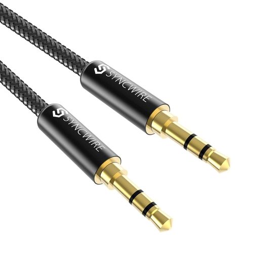 Câble Jack Audio Câble Auxiliaire 3.5Mm Mâle Vers Mâle [Plaqué Or] Stéréo En Nylon Pour Iphone,Samsung,Ipod,Ipad,Voiture,Casque,Autoradio,Smartphones,Mp3 Etc.-1M Noir