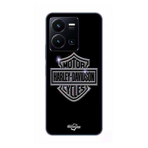 Coque Pour Vivo Y35 4g Harley Davidson Logo Motor Sycles Gris Front Noir