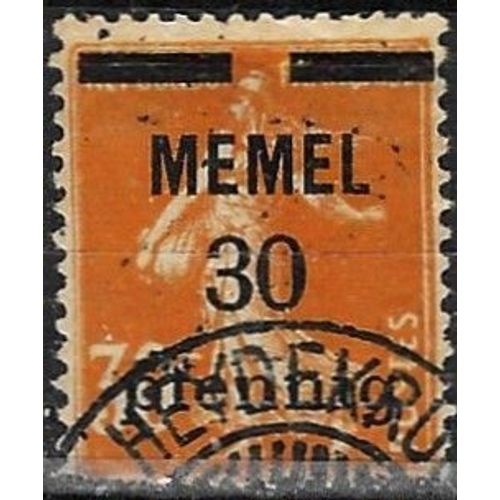 Lituanie, Enclave De Memel Sous Adm. Française 1920 / 21, Beau Timbre Yvert 21, Semeuse 30c. Orange Surchargé "Memel 30 Pfennig", Oblitéré, Tbe.