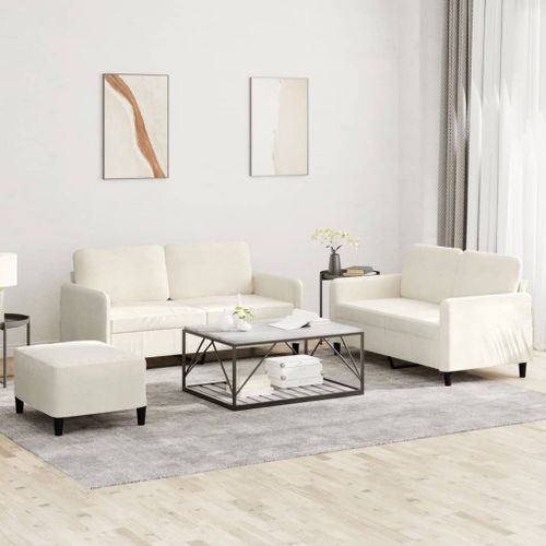 Vidaxl Ensemble De Canapés 3 Pcs Crème Velours