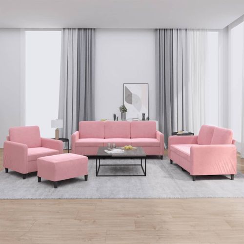 Vidaxl Ensemble De Canapés 4 Pcs Rose Velours